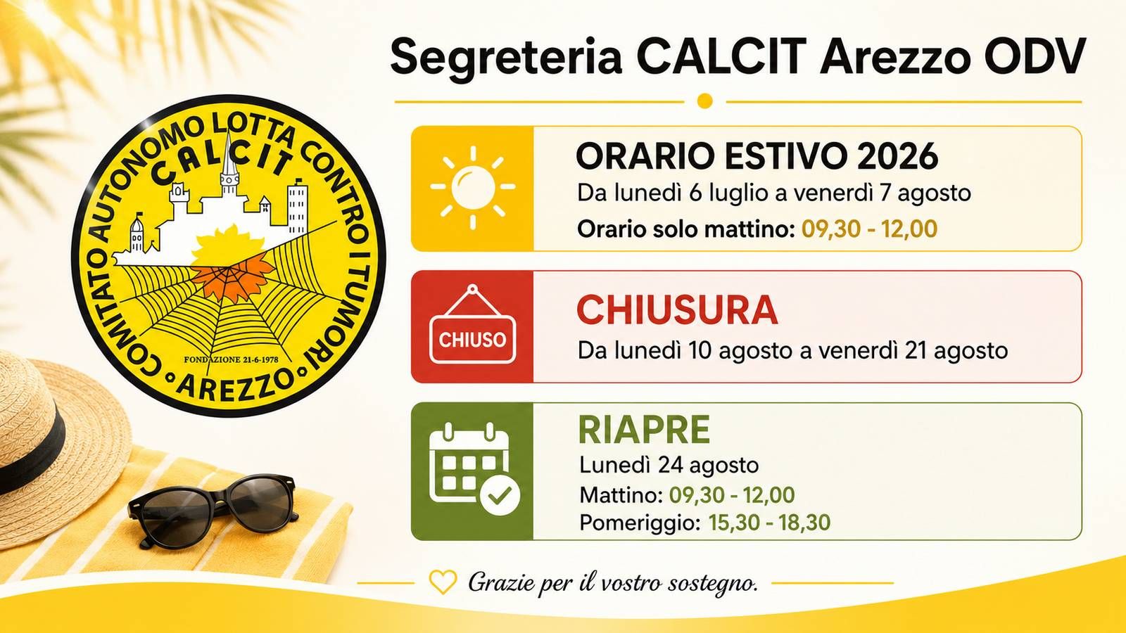Orario Estivo Segreteria