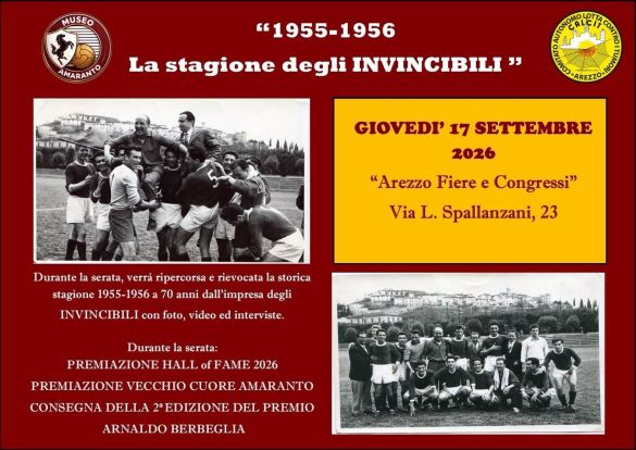 1955-1956: La stagione degli Invincibili - Una serata tra storia amaranto e solidarietà